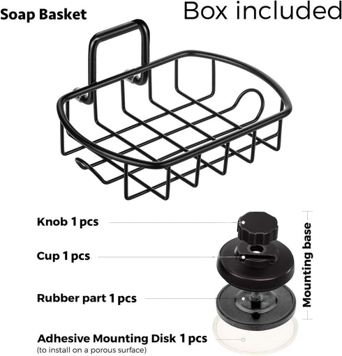 Suction Soap Dish with Hooks - Super Powerful Vacuum Suction Cup Shower Soap Holder - Rustproof Stainless Steel SS304 Soap Basket - Sponge Holder ...