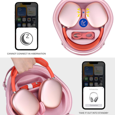 Smart Case for Apple AirPods Max Wireless Over-Ear Headphones, Protective Case with Sleep Mode, Airpods Max Case, Extra Space fits Cable, Charger,...