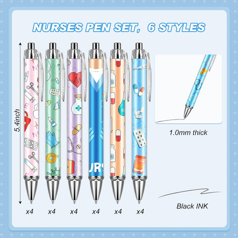 Thenshop Funny Nurse Pens Lovely Cartoon Ballpoint Nursing Pens Black Ink Retractable Press Pen for Appreciation Gifts Labor and Delivery Nurse As...
