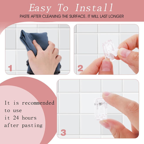 40 Pcs Tapestry Wall Hanging Clips, Self Adhesive Clips Wall Clips Poster Hanger Shower Curtain Clips Double-Sided Adhesive Spring Clips for Blank...