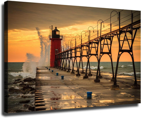 Jigsaw Puzzle for Adults -Lighthouse in South Haven Michigan-Wooden Puzzles, Holiday Jigsaw Puzzles for Teenager,Best Brain Exercises for Adults P...