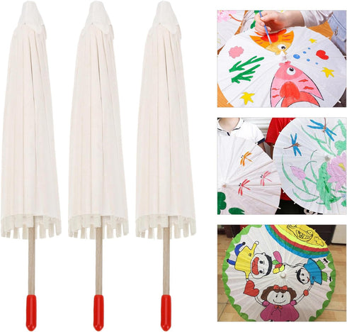 Parasol Mini Umbrella Doll Umbrella, White Blank Paper Parasol Diy Craft Umbrella Drink Umbrellas Cocktail Picks Decorations Dollhouse Cute Tiny U...