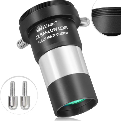 Alstar 1.25" 2X Barlow Lens MultiCoated Metal with M42x0.75 Thread Camera Interface for Telescopes...