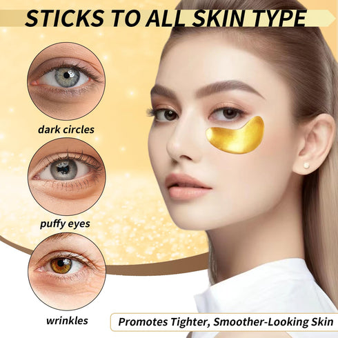 Under Eye Patches, Dermatology Golden Eye Mask with Amino Acid & Collagen, Cooling Eye Care for Wrinkles, Puffy Eyes & Dark Circles, Skincare Trea...