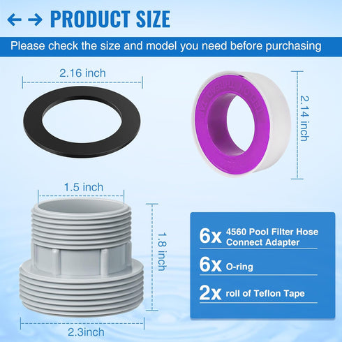 Dreyoo 6 Pack Pool Filter Hose Conversion Kit Compatible with Intex Pools Filter Pump, Hose Conversion Adapters Connects 40mm Hoses to Standard 1 ...