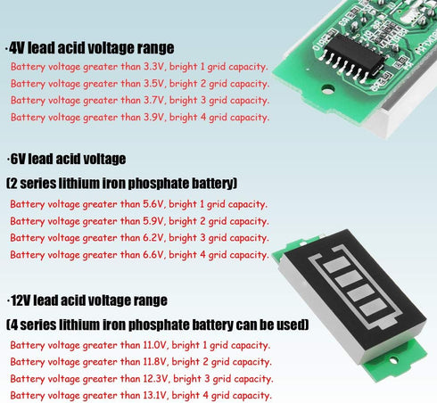 3S 12.6V Lithium Battery Capacity Indicator Module LCD Display Electric Vehicle Battery Power Tester Li-ion 2Pcs...