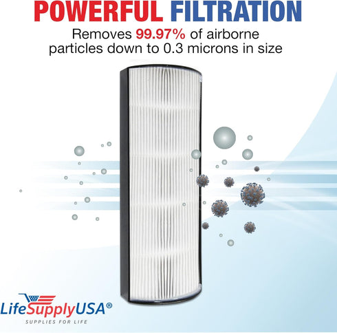 LifeSupplyUSA True HEPA Filter Replacement Compatible with Hunter 30610, 30611, 40882, 40884, 408841 Air Purifier...