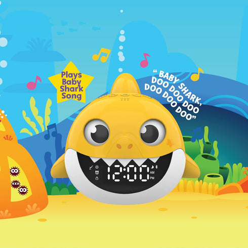 Core Innovations Baby Shark Alarm Clock and Bluetooth Speaker, Yellow...