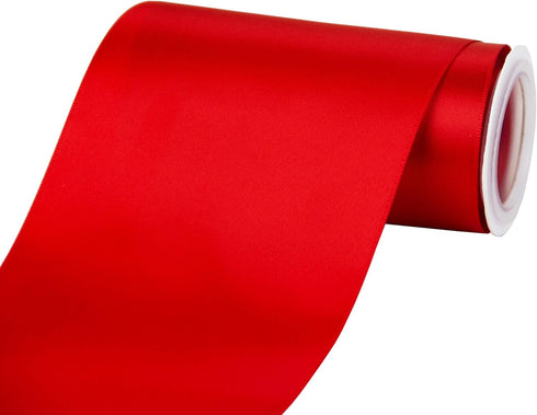 VATIN Double Face Red Satin Ribbon 4" Continuous 5 Yards,Red Polyester Fabric Ribbon use for Bows Bouquet, Gift Wrapping, Floral Arrangement Weddi...