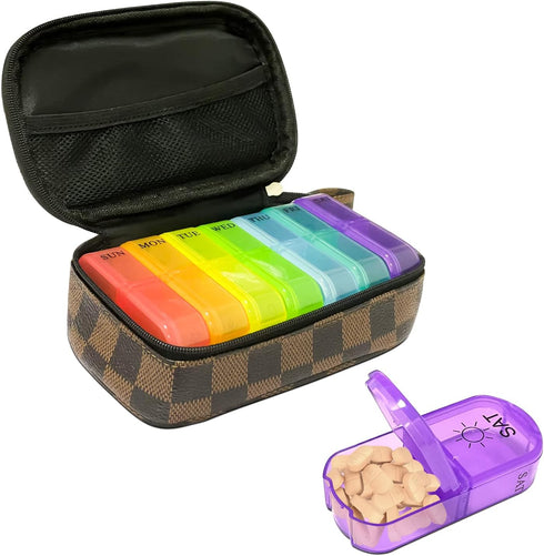 Weekly Pill Organizer with Pill case 2 Times a Day, 7 Day AM/PM Pill Case Portable Travel Pill Box with Storage Bag for Hold Vitamins, Supplements...