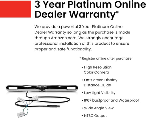 BOSS Audio Systems LPC35 Backup Car Rearview Reverse Camera - License Plate Mount, 170° Wide Angle, Low Light Visibility, for Vehicle Pickup Truck...