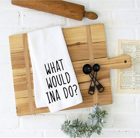 WCGXKO What Would Ina Do Kitchen Decor Housewarming Gift Dish Towel Kitchen Towels Tea Towel (What Would Ina Do Towel)...