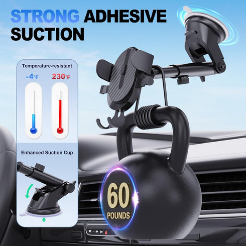 Car Phone Holders for Your Car Phone Holder Mount Windshield Universal Car Mount Phone Stand Car Accessories Cell Phone Car with Cup Base&Telescop...
