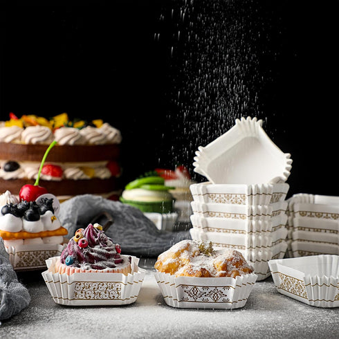 300 Pcs Square Cupcake Liners 2.36 Inches Square Baking Cups Brownie Cupcake Cups Square Paper Patterned Cupcake Wrappers for Wedding Baby Shower ...