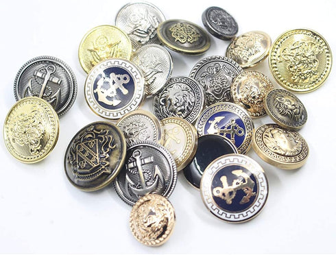 12 Piece Metal Blazer Button Set - for Blazer, Suits, Sport Coat, Uniform, Jacket 25mm (Gold)...