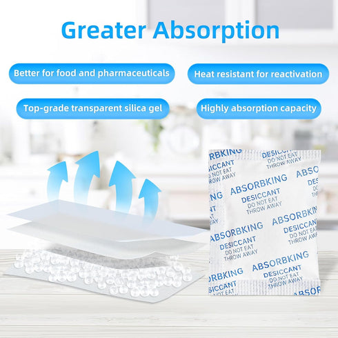 Silica Gel Packets - 5 Gram 60 Packs Desiccant Packs for Storage, Food Grade Moisture Absorbers, Premium Silica Packets for Spices, Foods, Electro...