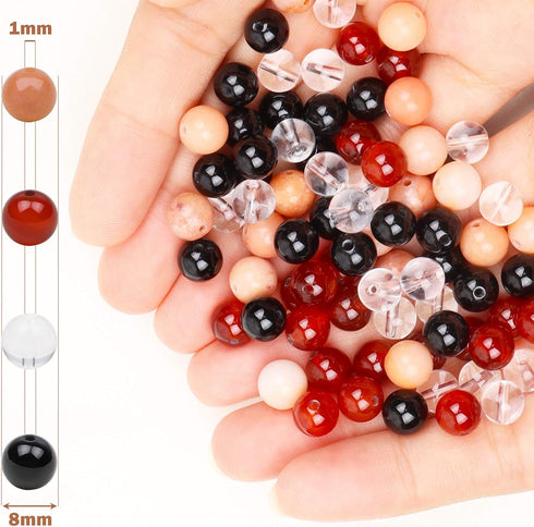 Natural Stone Beads 100pcs 8mm Round Genuine Real Stone Beading Loose Gemstone DIY Smooth Beads for Bracelet Necklace Earrings Jewelry Making...