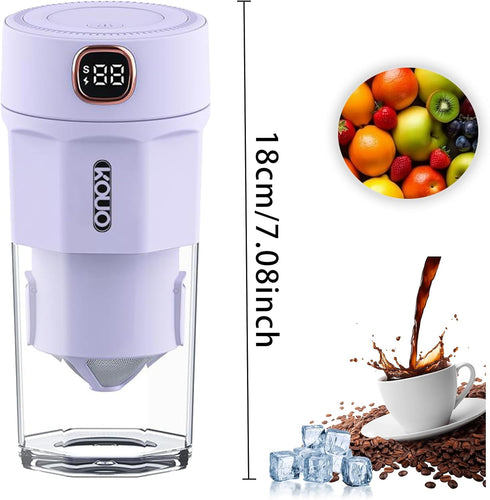 Portable Coffee Grinder and Blender Smoothies with 12Oz BPA Free Personal Travel Cup, Durable Stainless Steel Mix Blender with Metal Coffee Filter...
