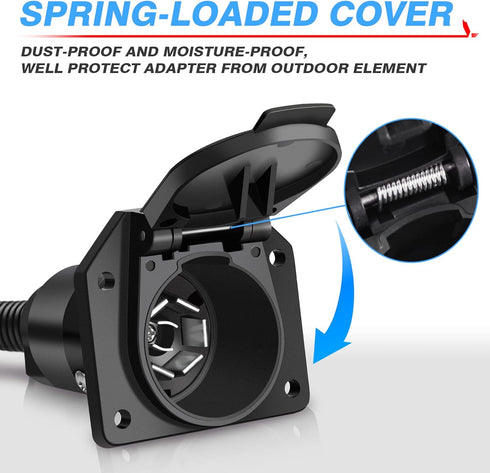 MICTUNING 4-Way Flat to 7-Way Round Blade Trailer Adapter Wiring Plug Connector with Mounting Bracket...