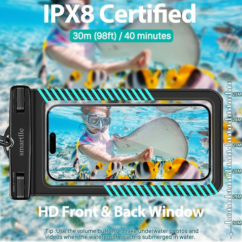 Waterproof Phone Pouches Bags Holder, Cell Phone Water Protectors Pouch Bag 2 Pack for Swimming, IPX8 Water Proof Phone Cases Covers w/for iPhone ...