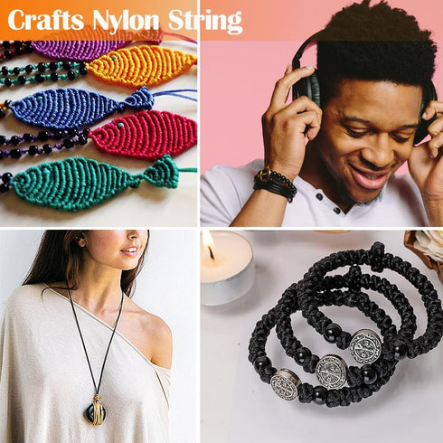 Ewparts 2mm Nylon Cord for Jewelry Making 120 Yards Satin Cord Silk Rattail String for Bracelets, Lanyard String,Chinese Knotting,Macrame,Keychain...