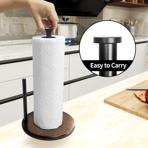 Wood Paper Towel Holder Countertop, OBODING, Farmhouse Kitchen Paper Towel Holders Stand with Real Wooden Base, fits Standard and Jumbo Size Paper...
