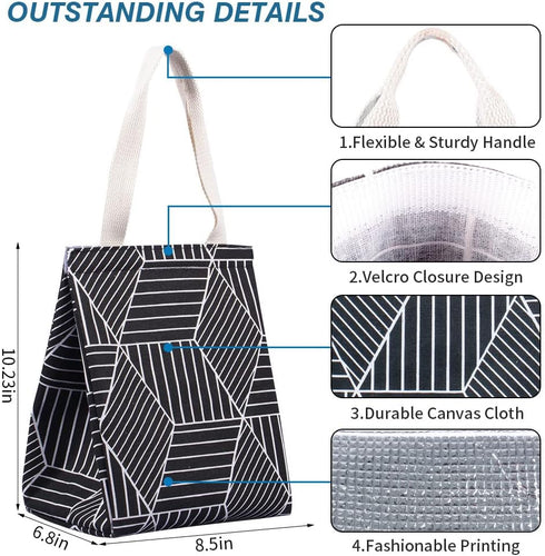 iknoe Insulated Lunch Bag for Women & Adults, 9L Foldable Wide-Open Cooler Bag with Pockets, Leakproof & Portable, for Picnic, Office, Beach, Blac...