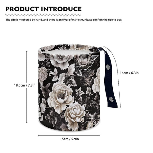 Car Trash Can - Black and White Flowers Printing Garbage Bin Decoration for Car Interior, Front Seat, Back Seat, Floor, Headrest - SUV, Trucks...