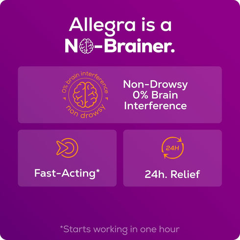 Allegra Adult 24HR Non-Drowsy Antihistamine, 30 Tablets, Fast-Acting Allergy Symptom Relief, 180 mg...
