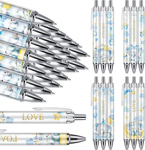 24 Pcs Baby Shower Ballpoint Pens Favors Bulk Retractable Ballpoint Pen Black Ink with Baby Shower Gifts for Guests School Supply(Blue Elephant)...