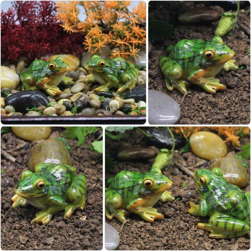 SEWACC Adorable Frogs Figurine 2 Pcs Frog Statue Ornaments Desktop Lovely Resin Frogs Decor Resin Animal Sculpture Creative Craft for Garden Patio...