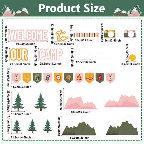Camping Bulletin Board Set Welcome to Our Camp Summer Classroom Decorations Border Adventure DIY Photo Craft Camper Cutouts for Students School ki...