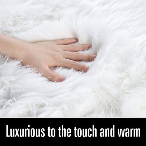 LOCHAS Deluxe Super Soft Fluffy Shaggy Home Decor Faux Sheepskin Rug for Bedroom Floor Sofa Chair, Chair Cover Seat Pad Couch Pad Area Carpet, 2ft...