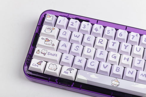PBT Material Gradient Purple keycaps Cute Carton Magic Bunny Cherry Profile keycaps Set Purple Mechanical Keyboard keycaps Compatible with Cherry ...