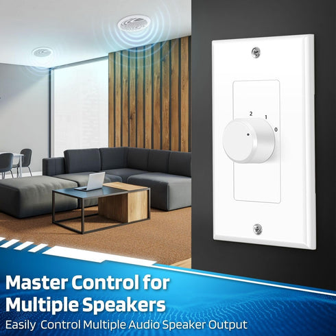 TNP Wall Mount Plate Volume Control Knob - 100W Flush in Wall Volume Control for Speakers Stereo TV - Audio and Video Compatibility Rotary Style K...