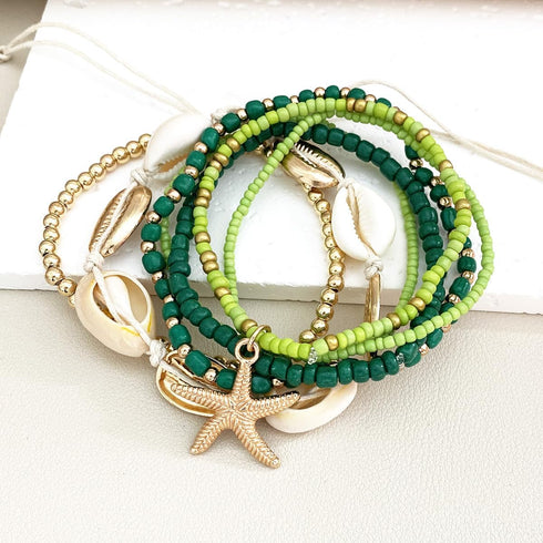 CSIYANJRY99 Shell Starfish Anklets Bracelet 7pcs Boho Seashell Beaded Anklet Hawaii Summer Beach Waterproof Surfer Starfish Anklets for Women...
