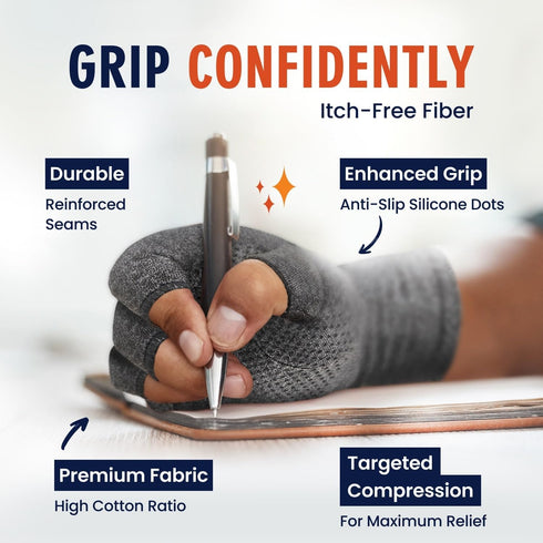 Dr. Frederick's Original Grippy Arthritis Gloves for Women & Men - Anti-Slip Compression Gloves for Arthritis Pain Relief - Large...
