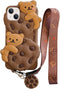 Yatchen iPhone 12 Pro Max Case, Bear Cookie Silicone Protective Case with Strap Lanyard, Cartoon Kawaii 3D Phone Cover for Women Girls...