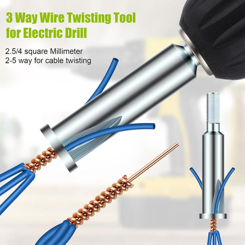 Feekoon Wire Twisting Tool, 3 Way Wire Stripping Tool and 6mm Hex Shank Cable Twister Tool, Wire Stripper and Twister for Power Drill Drivers or M...