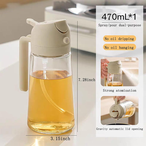 16oz Olive Oil Dispenser, 2 in 1 Oil Sprayer for Cooking?470ml spray bottles?oil dispenser for kitchen?Salad,BBQ...