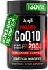 High Absorption CoQ10 200MG - Co Q10, 200mg Softgels for Heart Health & Energy Production - Enhanced Co Q 10 Supplement with Antioxidants and Flax...