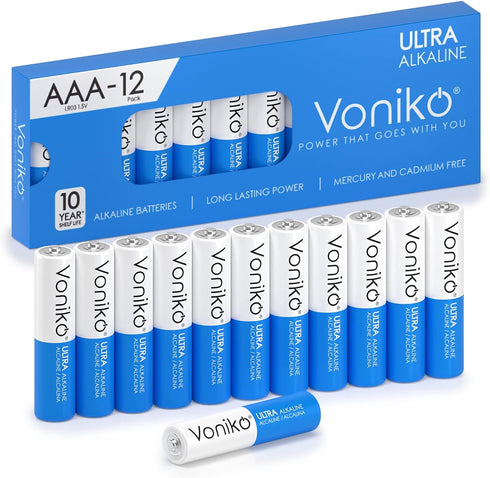 Voniko - Premium Grade AAA Batteries - 12 Pack - Alkaline Triple A Battery - Ultra Long-Lasting, Leakproof 1.5v Batteries - 10-Year Shelf Life...