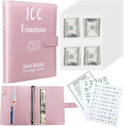 100 envelopes money saving challenge:, Money Saving Challenge Budget Binder with Cash Envelopes, Savings Challenge Book with Zipper to Save $5,050...
