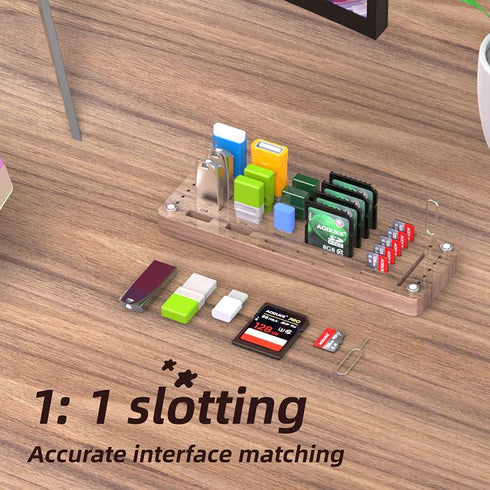 Wooden Memory Card Case TF Cards Box and USB Drive/SD Card Holder Desk,Micro SD Card Case,Memory Card Case, Memory Card Carrying Case -AJSNH01M...