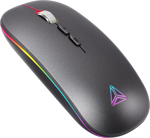 Bluetooth Mouse Led, Rechargeable Bluetooth Wireless Mouse (BT 5.1+2.4G), Silent Computer Mice for Laptop Desktop, MacBook, Windows, Mac OS(Grey)...