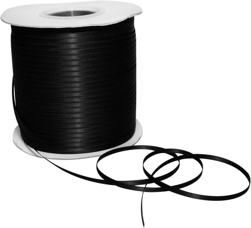 Morex Ribbon 08803/500-030 Double Face Satin Ribbon 1/8" X 500 YD Black Ribbon for Gift Wrapping, Birthday Gift Cards, Satin Dress for Women, Silk...