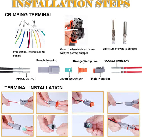 54 PCS Deutsch DT Grey 2 Pin Connectors 6 Sets, Waterproof Electrical Wire Connector with Stamped Contacts And Seal Plug for 2 Pin (6 Set)...
