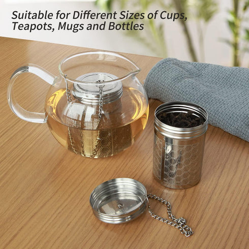 2 Pack Tea Infuser, Tea Strainers for Loose Tea, Stainless Steel Extra Fine Mesh Loose Leaf Tea Steeper with Extended Chain Hook, for Tea, Spices ...