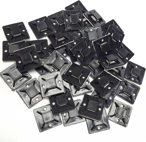 Cable Tie Mounts Self Adhesive Clips Wire Tie Base (25mm x 25mm) - Premium Grade Strength Screw-Hole Anchor Point Provides Optimal Strength (100 B...