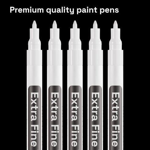 ARTISTRO White Paint Pen for Rock Painting, Stone, Ceramic, Glass, Wood, Tire, Fabric, Metal, Canvas. Set of 5 Acrylic Paint White Marker Water-ba...